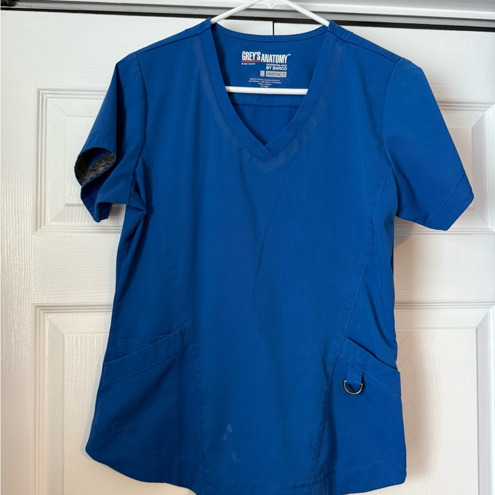Grey's Anatomy by Barco Women's Short Sleeve Blue Scrub Top